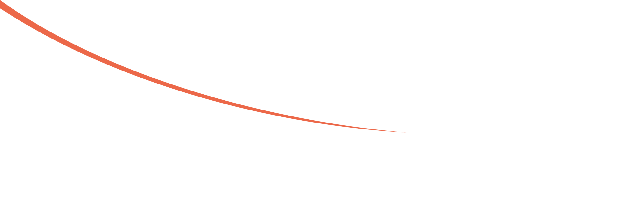 A large white background with a thick orange curved line and a thinner red curve above it, both forming a partial arc in the upper left corner.